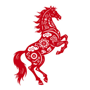 剪纸国风马