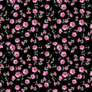黑色底粉色花卉图案纹理