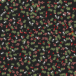 圣诞风浆果绿叶花纹图案