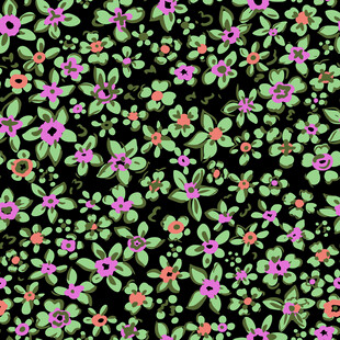 黑色背景多彩小花图案