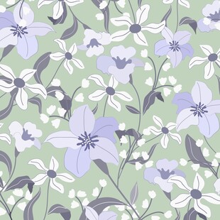 清新淡紫色花卉图案背景数码印花