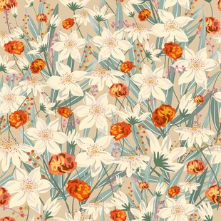 花卉图案背景清新自然风数码印花