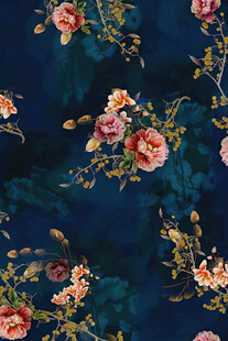 深蓝色花卉图案布料