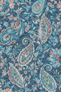 蓝底佩斯利花纹图案