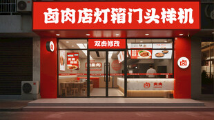 卤肉店门头招牌展示样机