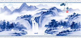 水墨山水国画风景图