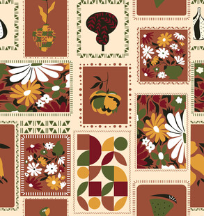 复古花卉昆虫图案设计