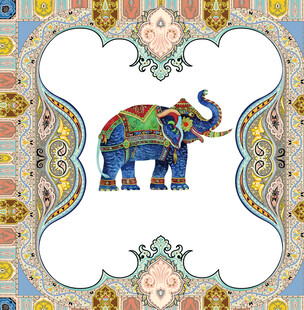 彩色花纹装饰的大象图案