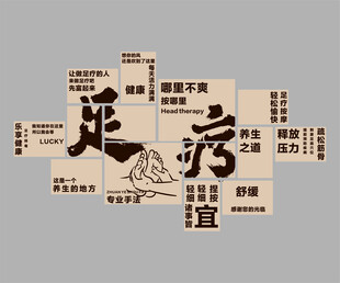 推拿店墙面装饰画按摩形象背景