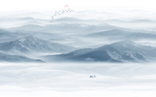 现代简约新中式水墨山水画背景墙