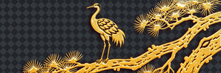 金色松鹤图