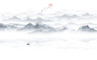 意境水墨山水画