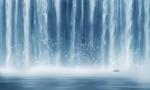 流水生财瀑布山水