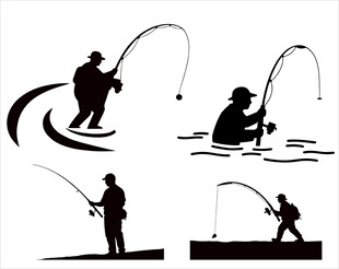 钓鱼者剪影姿态合集
