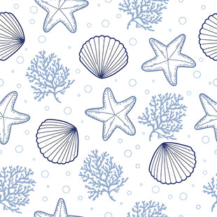 海洋元素无缝图案设计
