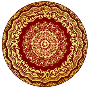 圆形红金古典花纹