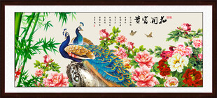 花开富贵孔雀图