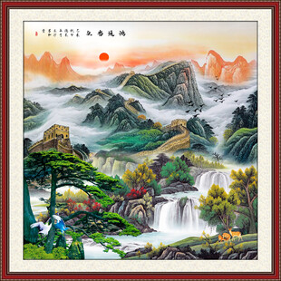 正方形国画长城