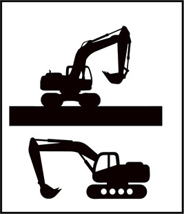 挖掘机剪影图标设计