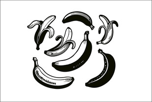 黑白手绘风格香蕉图案