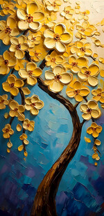 原创客厅高档装饰油画手绘发财树