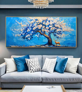 原创客厅高档装饰油画手绘发财树