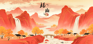 壮丽山河中式山水风景