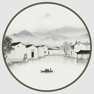 圆形山水画