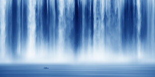 招财瀑布山水画