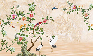 新中式花鸟背景墙