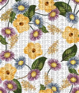 多彩花卉无缝图案背景