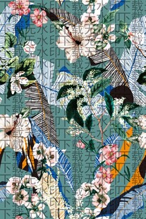 热带花卉鸟类图案设计