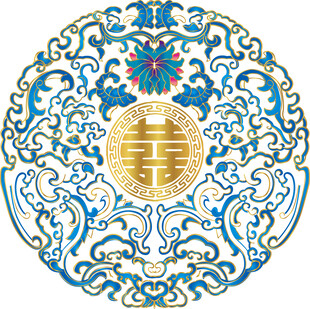 中式传统团花纹饰图案