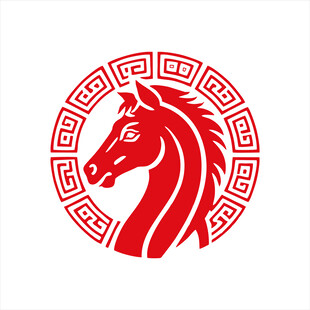 红色马头中式传统图案
