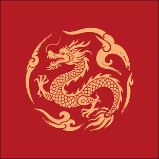 中式红底金龙图腾图案