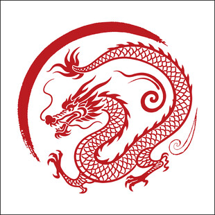 中式传统红色龙纹图案
