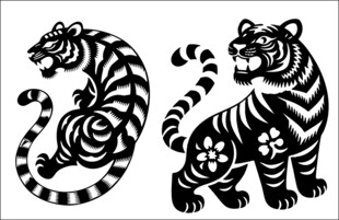 传统黑白虎纹图案设计