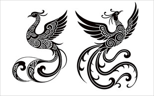 双凤图腾纹身图案设计