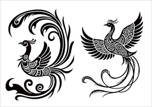 双凤图腾图案设计