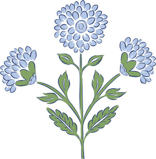 蓝色花卉植物插画图案