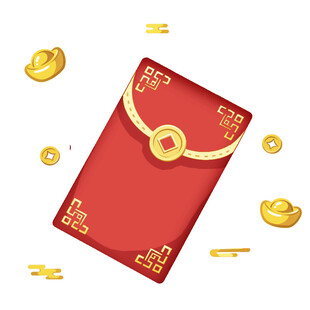 喜庆红包散落金元宝