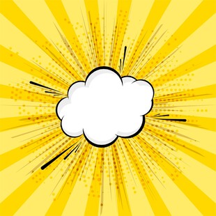 黄色放射背景中的云朵