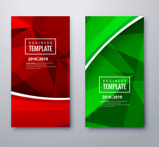 红绿色几何风格传单模板