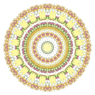 圆形布艺花纹图案