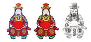 传统潮汕老爷神像 中式福禄寿神