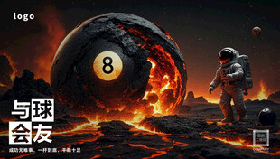 夜中宇航员与燃烧8号球