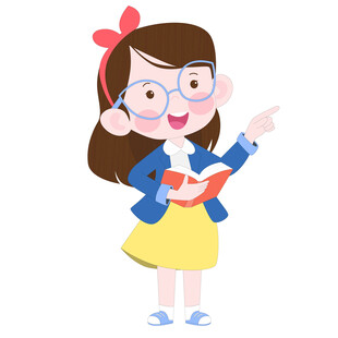 可爱儿童女孩拿着书本学习插画