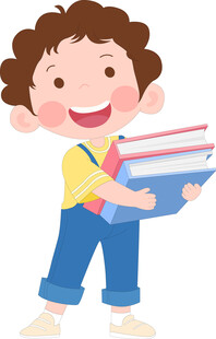 抱着书开心大笑的男孩教育插画