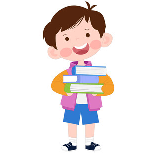 开学季拿着一摞书的男孩教育插画