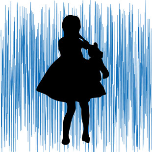 女孩提篮剪影梦幻背景